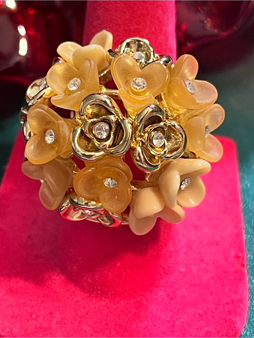Camille Lucille Vintage Flower Cluster Ring NEW Old Stock Size 6.5